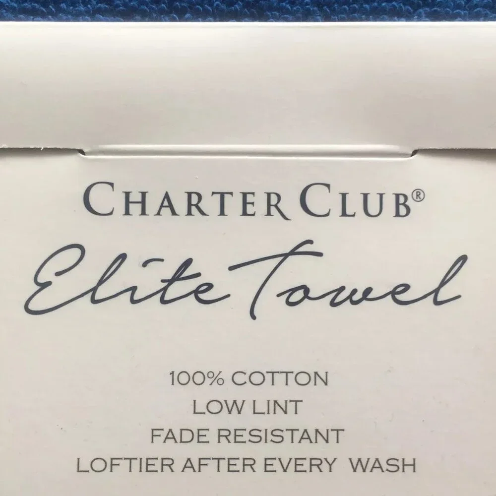 2 new INDIGO BLUE Charter Club Elite 100% Hygro Cotton 33x64 inch BATH SHEETS